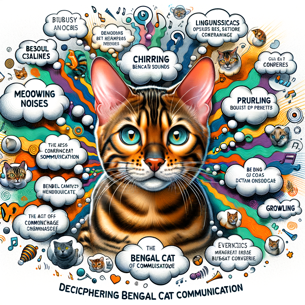 Bengal cat demonstrating diverse vocalizations including meowing, chirping, purring, hissing, and growling, symbolizing Bengal Cat Sounds and Communication for understanding Bengal Cat Language and Noises.