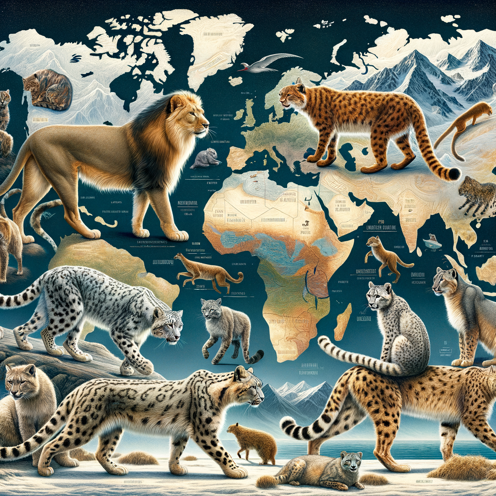 Introduction to various types of global wild cats in their natural habitats, showcasing distinct behaviors, characteristics, and distribution patterns, with a focus on wild cats conservation and identification.