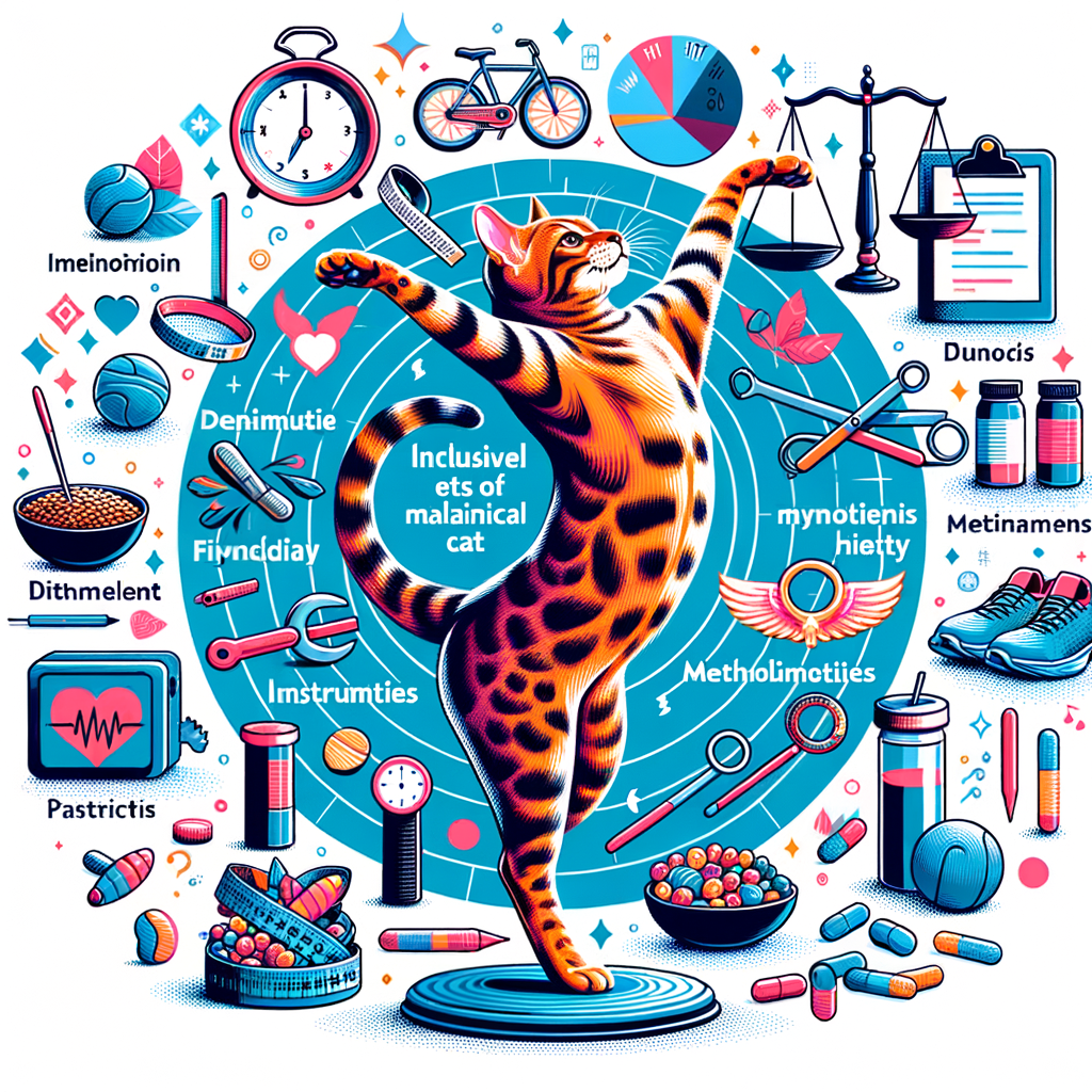 Happy Bengal cat exercising for weight control, showcasing healthy Bengal cat diet and nutrition tips for maintaining optimal Bengal cat health and weight management.